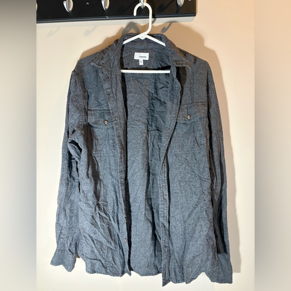 Sonoma Men's Heather Gray Button-Up Shirt Jacket